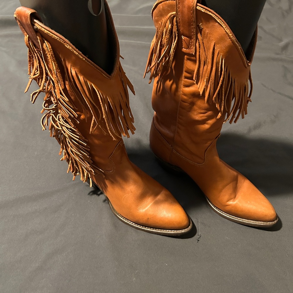 Vintage Capezio Tan Fringe Heeled Boots